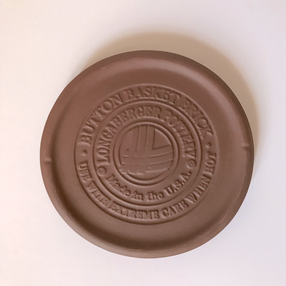 Longaberger Pottery Button Basket Warming Brick 6 Inches Made In USA Terracotta